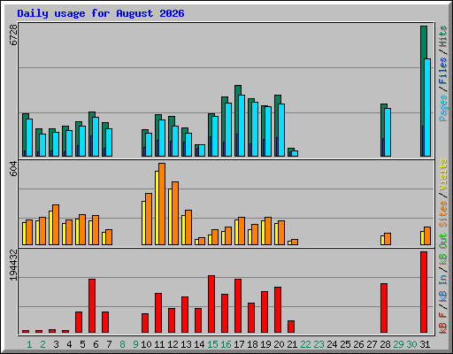 Daily usage for August 2026